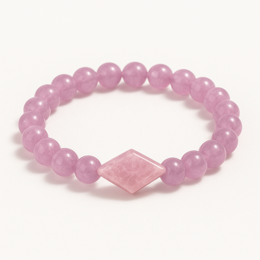 Bracelet Améthyste et Lépidolite "Collection Mosaïque"(Madagascar AA et Brésil A)