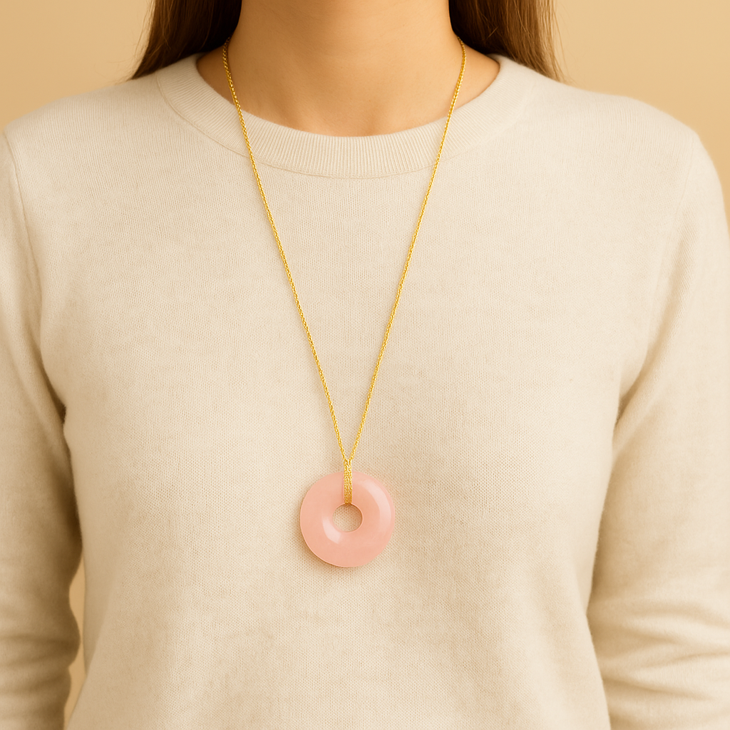 Collier Donuts Quartz rose