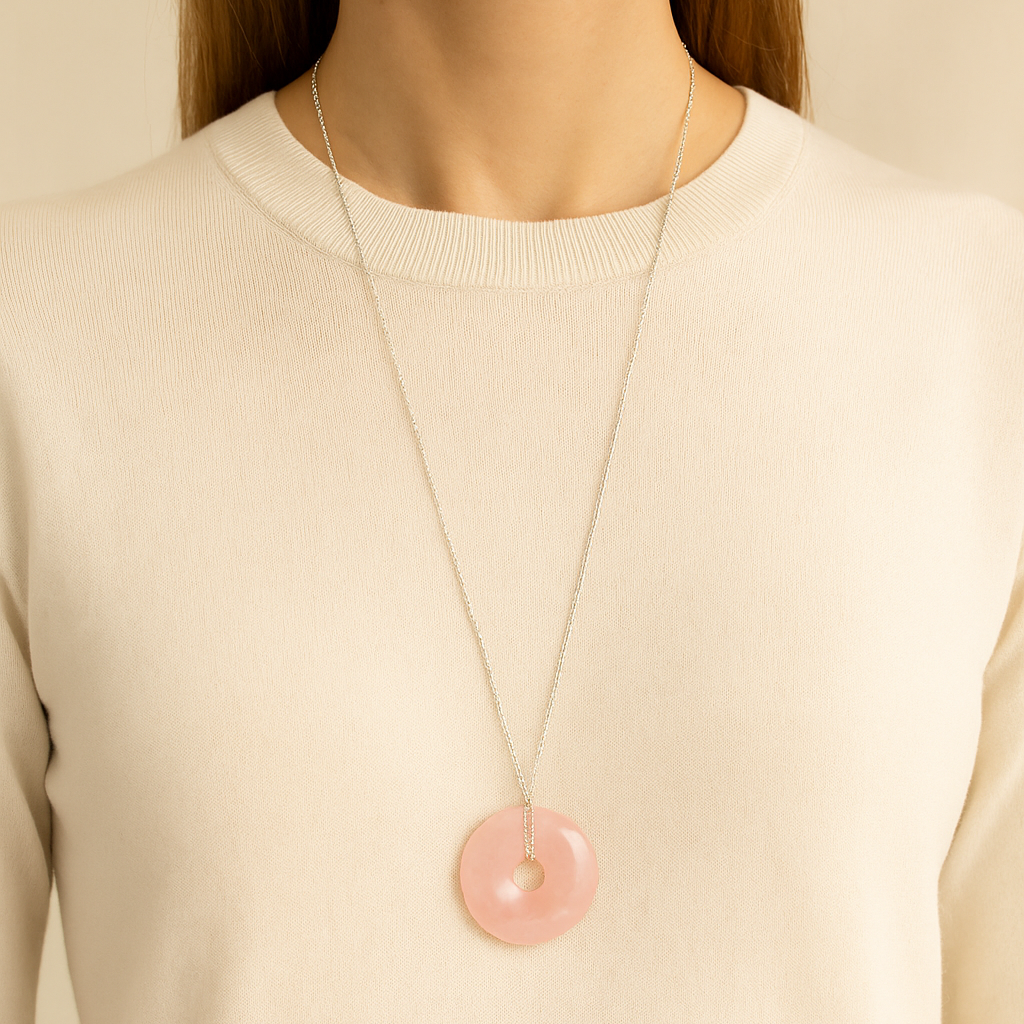 Collier Donuts Quartz rose