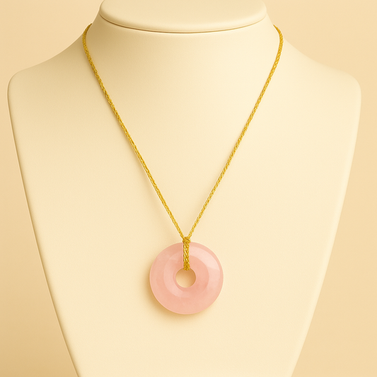 Collier Donuts Quartz rose (Brésil A)