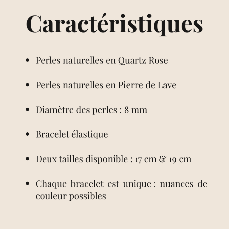 Bracelet Quartz Rose "Collection Volcanique"