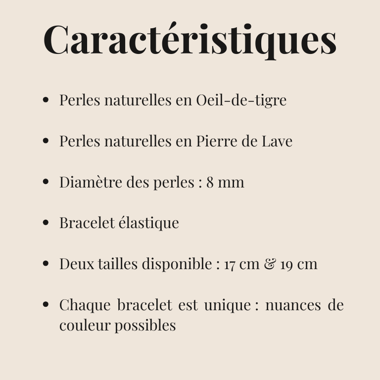 Bracelet Œil de Tigre "Collection Volcanique"
