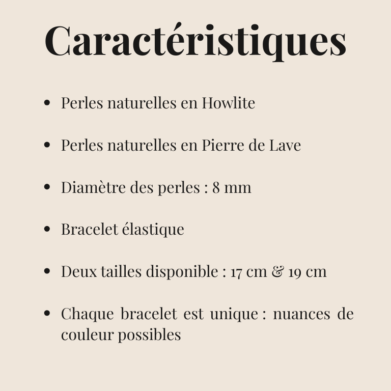 Bracelet Howlite  "Collection Volcanique"