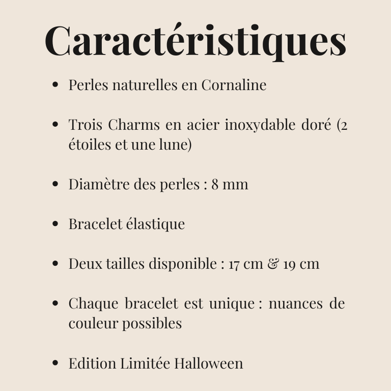 Bracelet Cornaline "Collection Halloween"