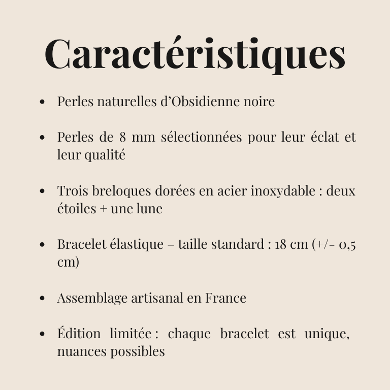 Bracelet « Céleste » en Obsidienne noire