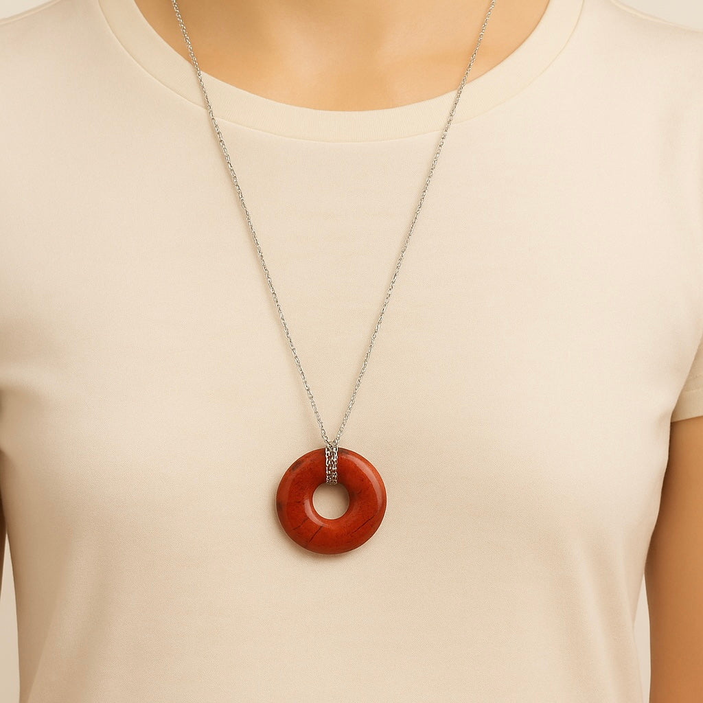 Collier Donuts Jaspe Rouge