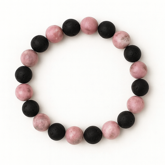 Bracelet Rhodonite "Collection Volcanique" (Madagascar AA)