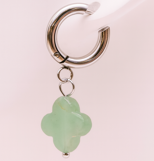 Boucles d’oreilles "fleur" en aventurine (Brésil A)