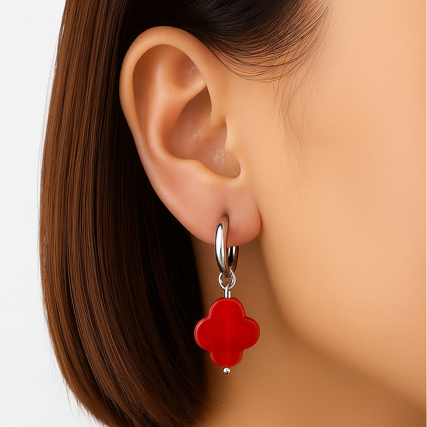 Boucles d’oreilles fleur en cornaline