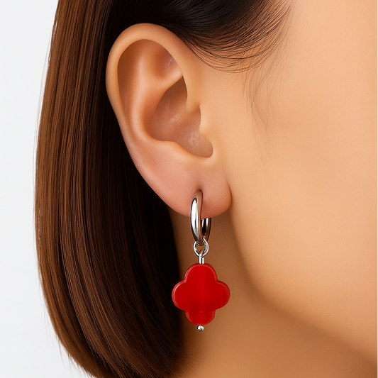 Boucles d’oreilles fleur en cornaline