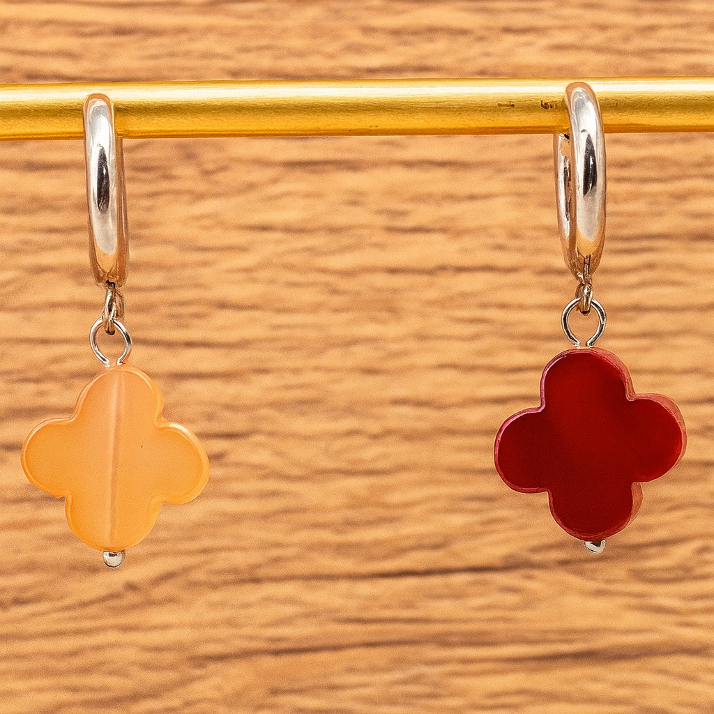 Boucles d’oreilles fleur en cornaline