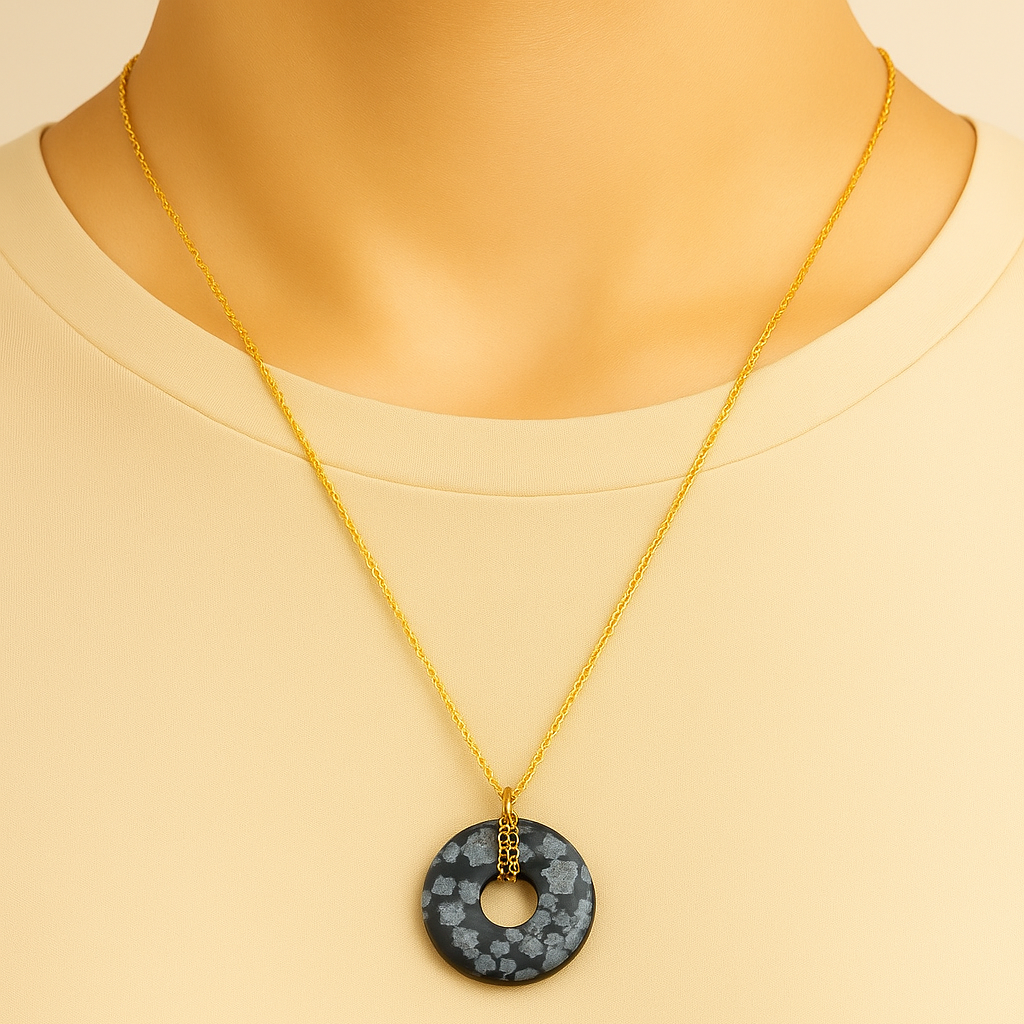 Collier Donuts obsidienne flocon de neige