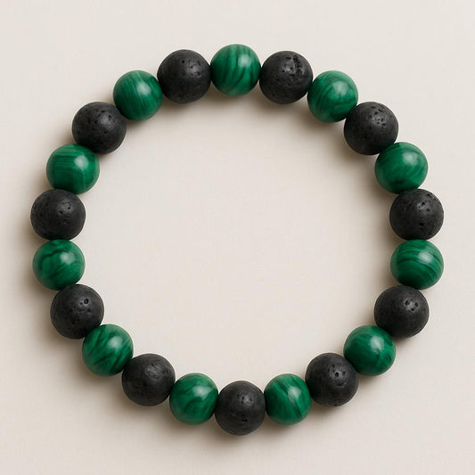 Bracelet Malachite "Collection Volcanique" (Congo AA)