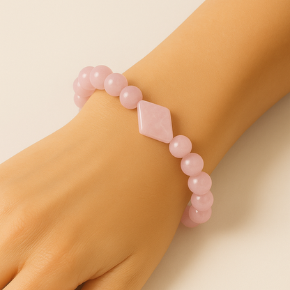Bracelet en Quartz Rose "Collection Mosaïque"