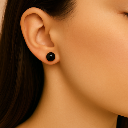 Boucles d’oreilles Obsidienne Noire "Collection Perle"