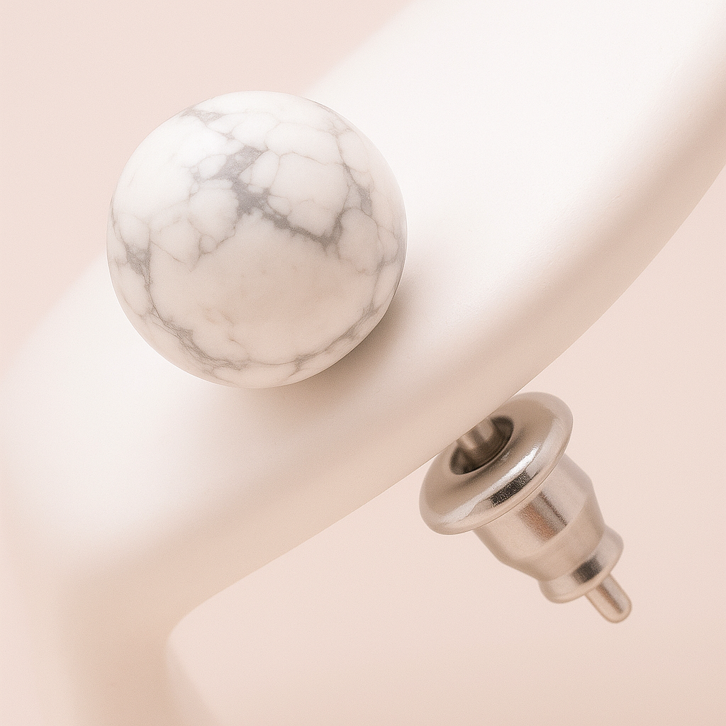 Boucles d’oreilles Howlite "Collection Perle"