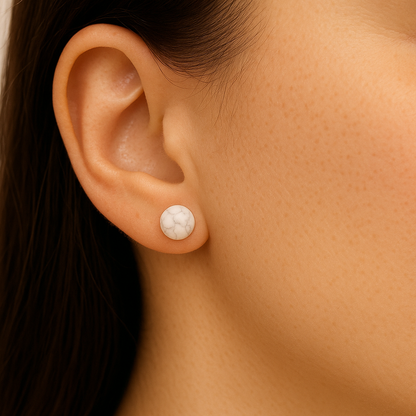 Boucles d’oreilles Howlite "Collection Perle"