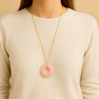 Collier Donuts Quartz rose