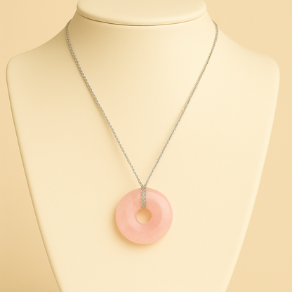 Collier Donuts Quartz rose