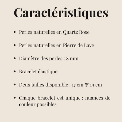 Bracelet Quartz Rose "Collection Volcanique"