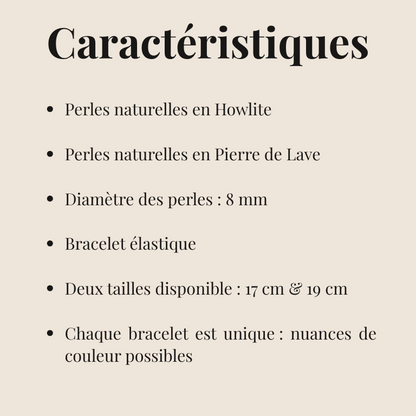 Bracelet Howlite  "Collection Volcanique"