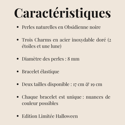 Bracelet Obsidienne Noire "Collection Halloween"