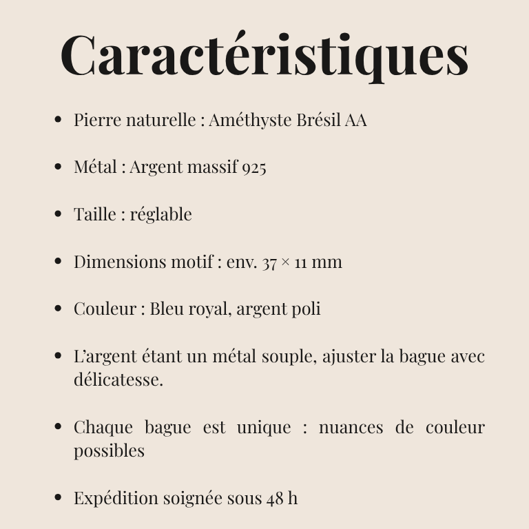 Bague Orion « Collection Constellation » (Améthyste AA, Brésil)