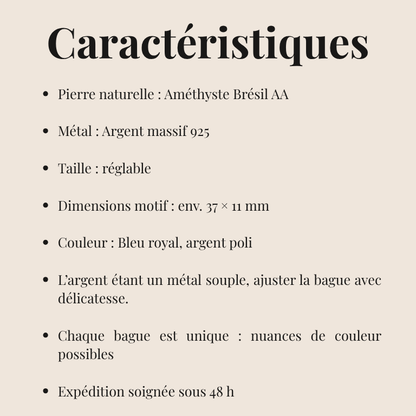 Bague Orion « Collection Constellation » (Améthyste AA, Brésil)