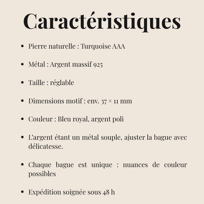 Bague Orion « Collection Constellation » (Turquoise AAA, Chine)