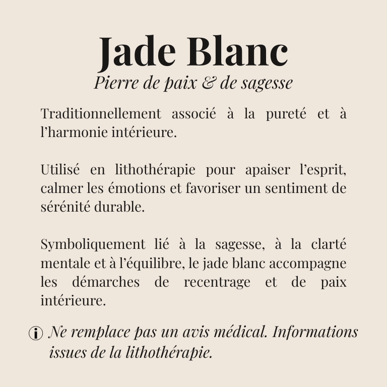 Bracelet Jade Blanc "Collection Essentielle" (Chine A)