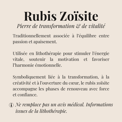 Bracelet Rubis Zoïsite "Collection Essentielle" (Tanzanie A)