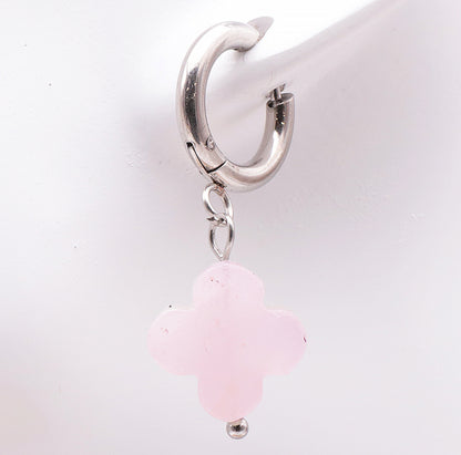 Boucles d’oreilles fleurs en quartz rose