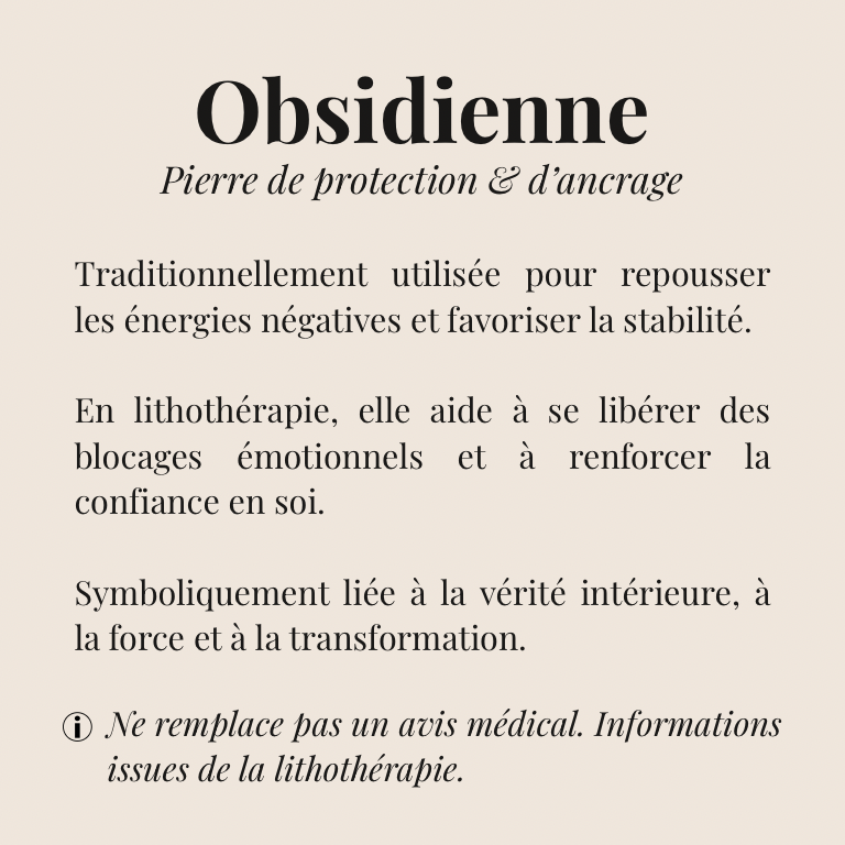 Bracelet Obsidienne Noire « Collection volcanique » (Mexique A)