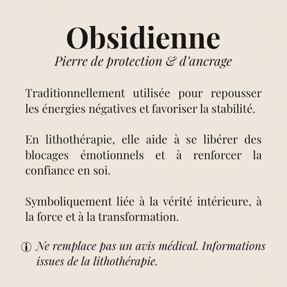 Bracelet Obsidienne Noire « Collection volcanique » (Mexique A)