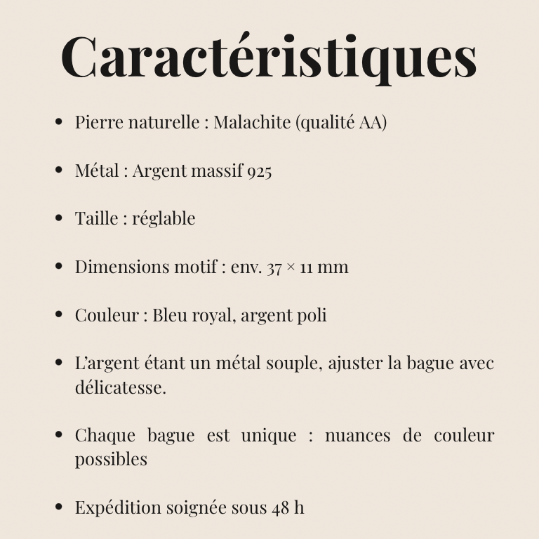 Bague Orion « Collection Constellation » (Malachite, Congo AA)