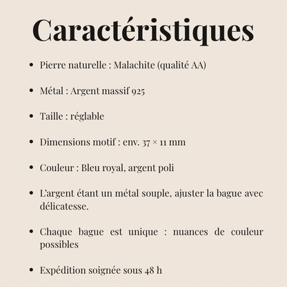 Bague Orion « Collection Constellation » (Malachite, Congo AA)