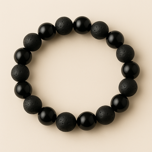 Bracelet Obsidienne Noire « Collection volcanique » (Mexique A)