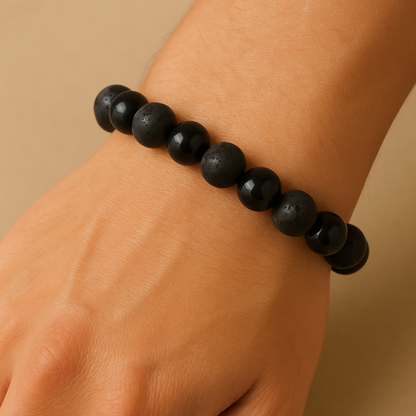 Bracelet Obsidienne Noire « Collection volcanique » (Mexique A)