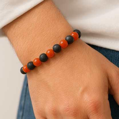 Bracelet Cornaline « Collection Volcanique » (Brésil A)